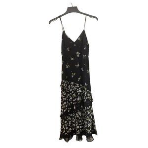 Black floral midi slip dress